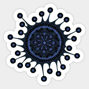 Virus Mandala (black/indigo) Sticker